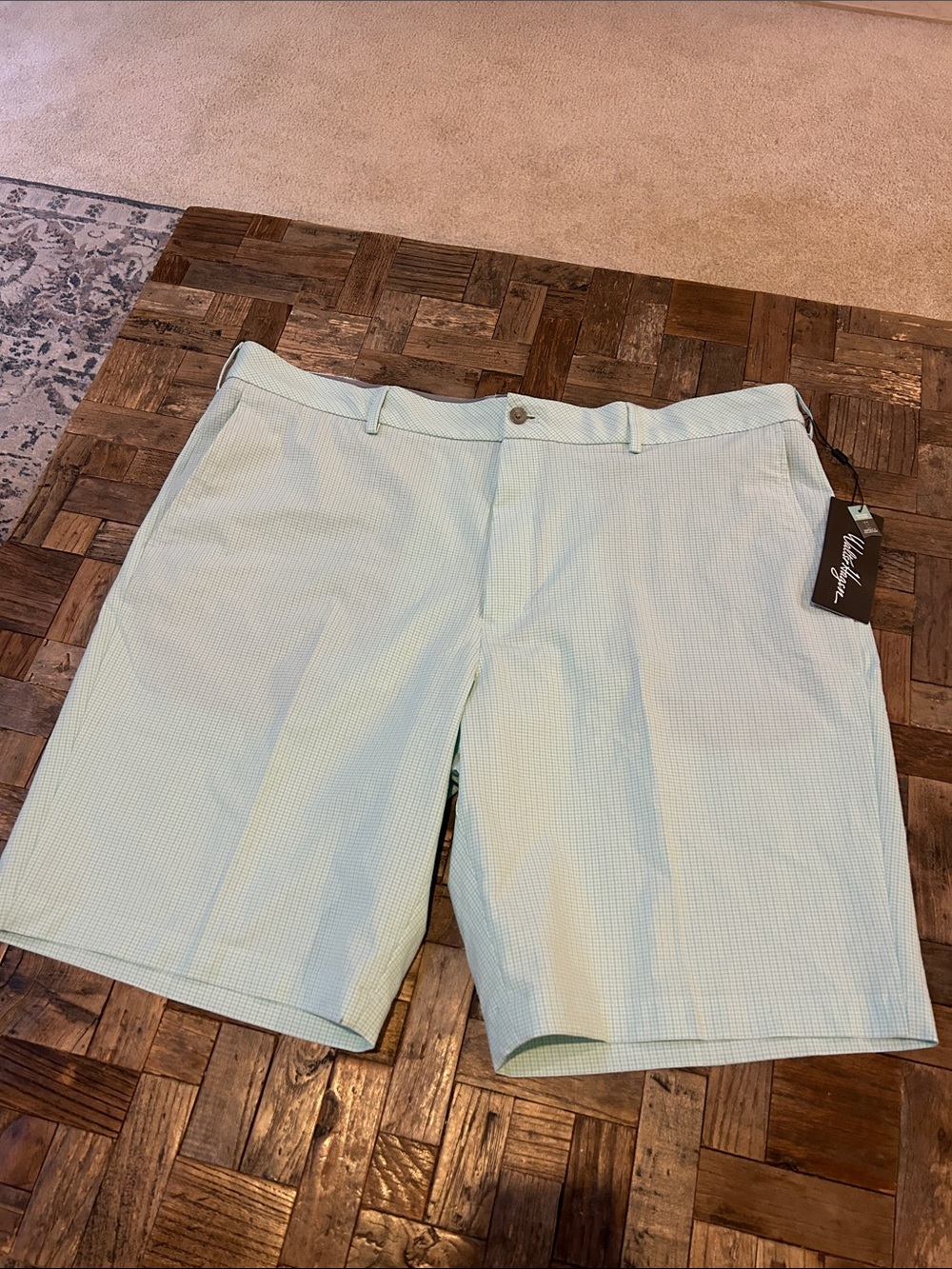 Walter Hagen Perfect 11 Seersucker Golf Shorts  Light Green NWT 42